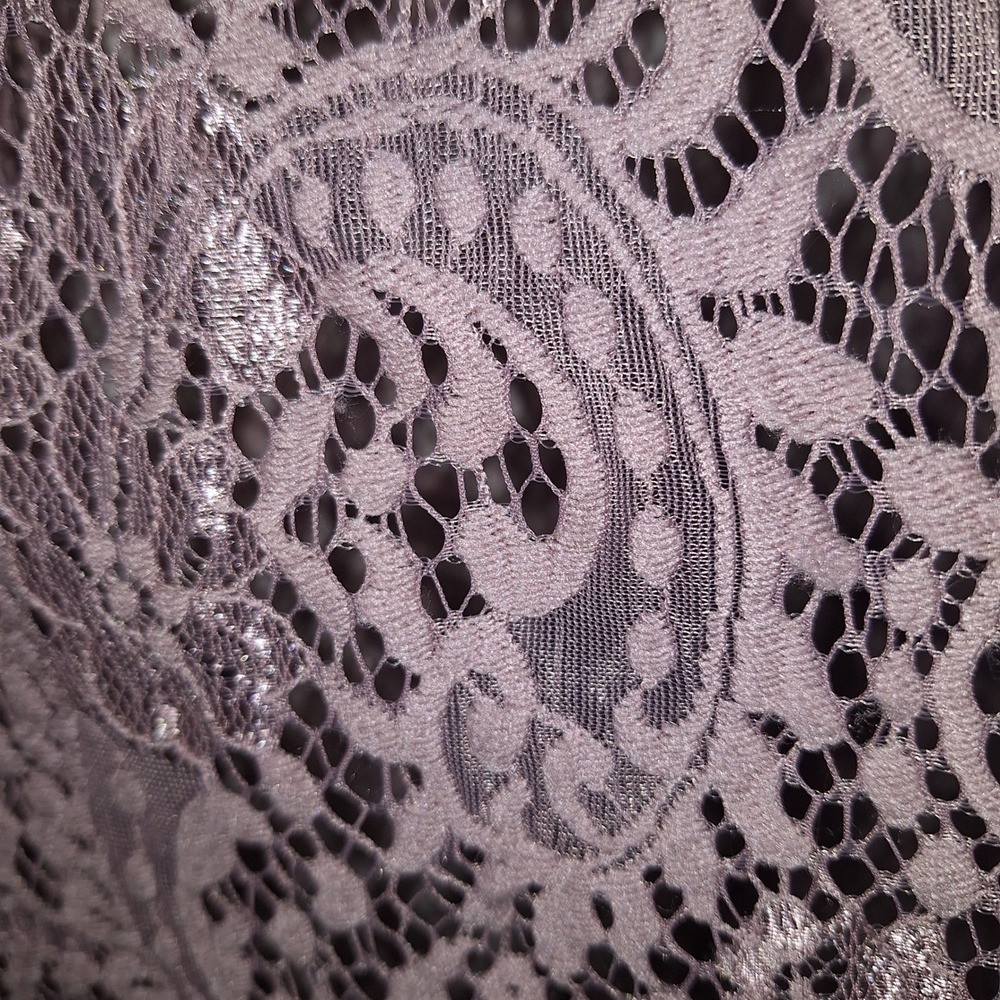 Boho Whimsigoth Floral Goth Chic Mauve Lace Open Front Cardigan Paper + Tee M - Picture 8 of 10